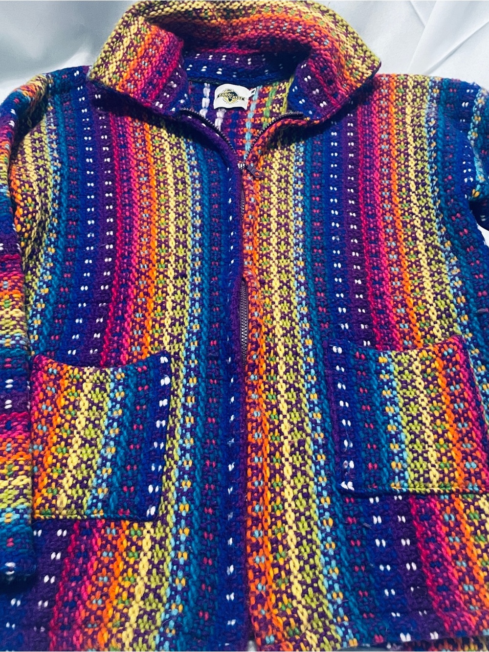 Handwoven Multicolor Zip-Front Women's Jacket